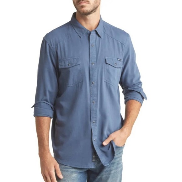 Lucky Brand Western Button-Up Shirt color american blue sz M - Picture 1 of 9